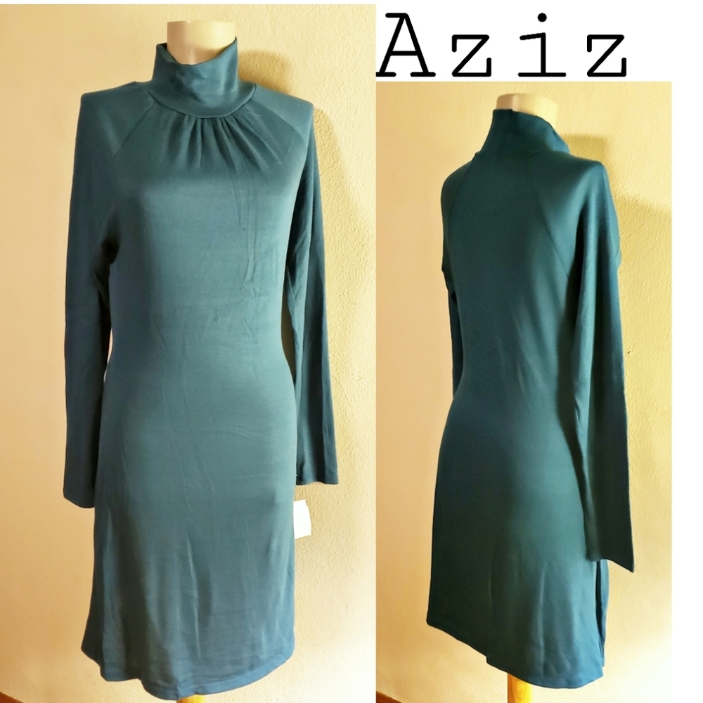 Aziz long sleeve mock neck knit sweater dress Med